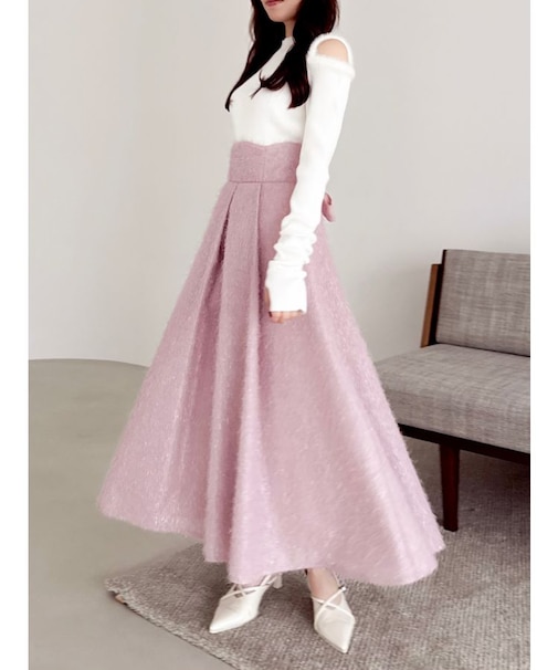 フサフサジャカードフレアスカート