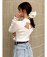 バックオープンリブニットトップス