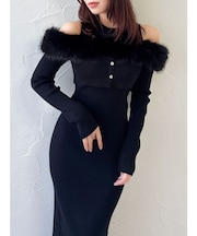 オフショルファードッキングニットワンピース