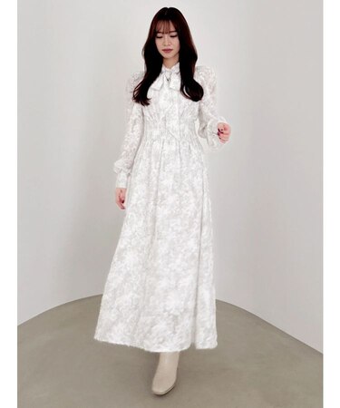 ヘアリーフラワーシフォンワンピース