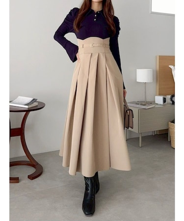 【追加生産分/新色あり】シャツカラーコルセットタックワンピース