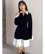 【POLO BCSコラボ】シャツレイヤードニットミニワンピース ※BEIGE WEB限定カラー