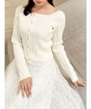 ミニケーブルスクエアニットトップス