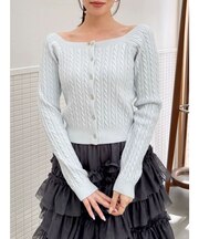 ミニケーブルスクエアニットトップス