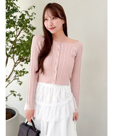 ミニケーブルスクエアニットトップス