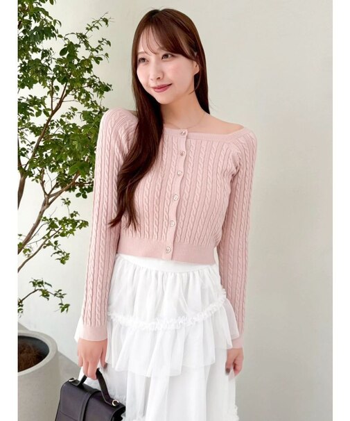 ミニケーブルスクエアニットトップス