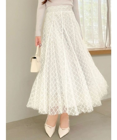 【再生産分】スパンコールチュールチェックスカート