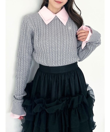 【20周年記念復刻！】ケーブルシャツドッキングニット