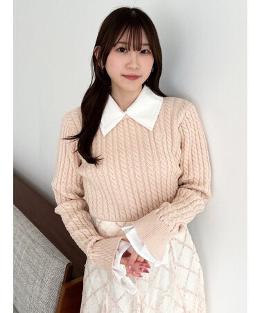 【20周年記念復刻！】ケーブルシャツドッキングニット