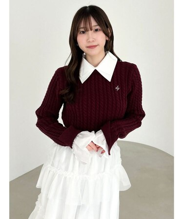 【20周年記念復刻！】ケーブルシャツドッキングニット