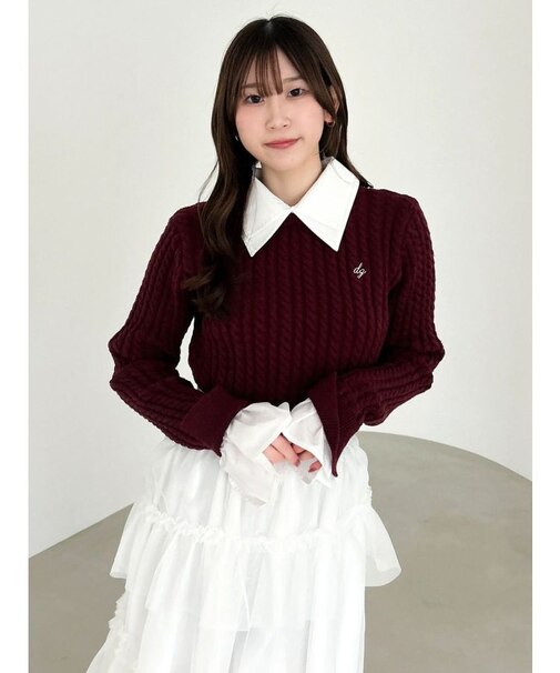 【20周年記念復刻！】ケーブルシャツドッキングニット