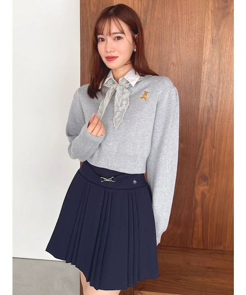 【POLO BCSコラボ】レーススカーフベア刺繍ニットトップス