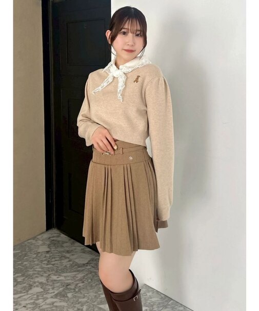 【POLO BCSコラボ】レーススカーフベア刺繍ニットトップス