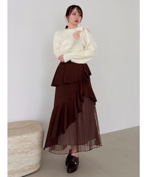 【追加生産分/新色追加】アシメプリーツマーメイドスカート