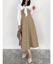 スカーフリボンフレアワンピース