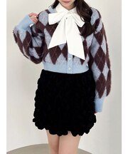 アーガイルオーバーニットトップス