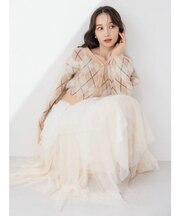 アーガイルオーバーニットトップス