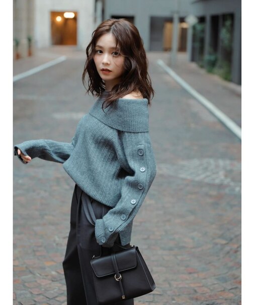 【久間田琳加コラボ】オフショルオーバーニットトップス