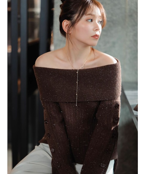 【久間田琳加コラボ】オフショルオーバーニットトップス
