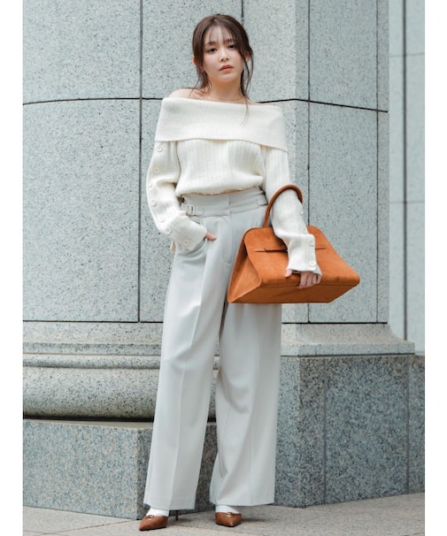 【久間田琳加コラボ】サイドベルトストレートスラックスパンツ