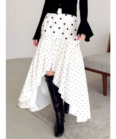 ドットジャカードイレヘムスカート