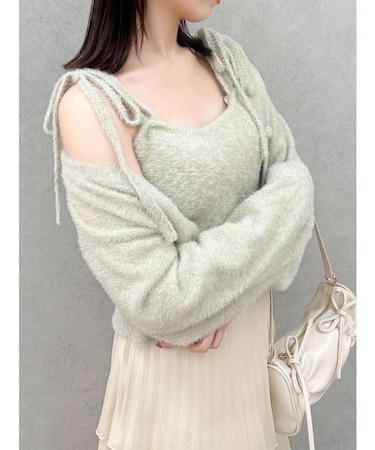 ミニシャギーラメニットキャミ