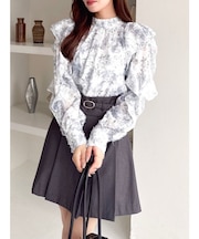 ヘアリーフラワーシフォンブラウス