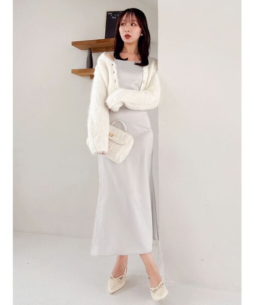 サテンナローキャミワンピース