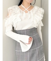 シアーラッフルカットトップス