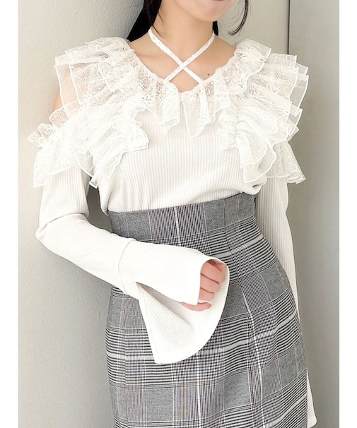 シアーラッフルカットトップス
