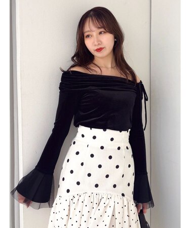 シアーベロアオフショルトップス