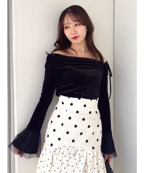 シアーベロアオフショルトップス