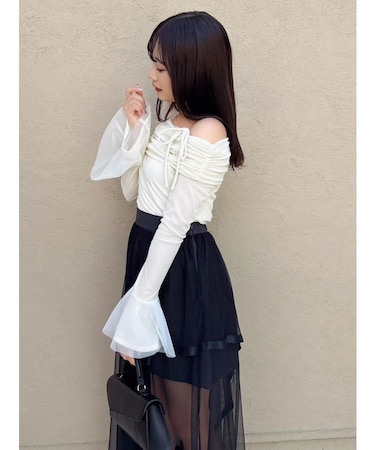 シアーベロアオフショルトップス