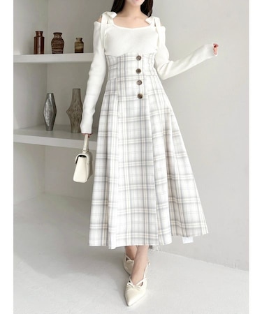 サイドプリーツトレンチコルセットスカート