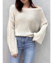 バックリボンスパンコールモヘアタッチニット