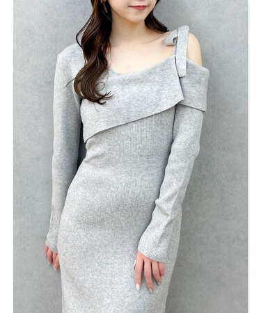 【WEB限定】ワンショルリボンニットワンピース