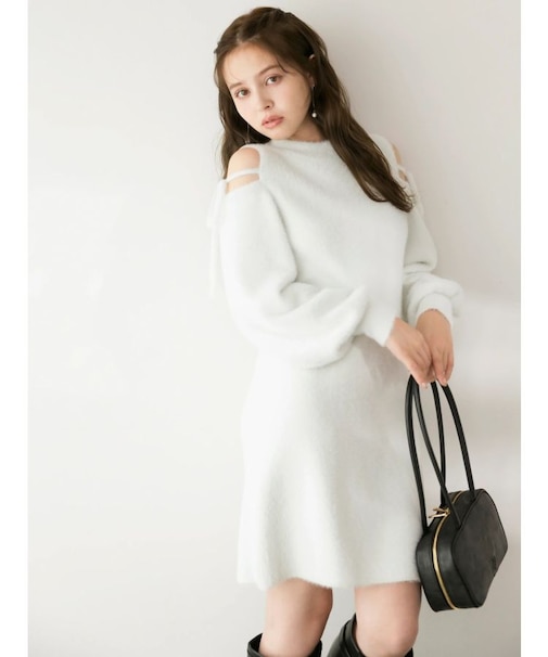 【WEB限定】オープンショルダーミニワンピース