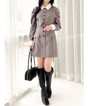 パフスリーブレイヤードミニワンピース