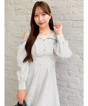 ショルダーリボンシェイプワンピース