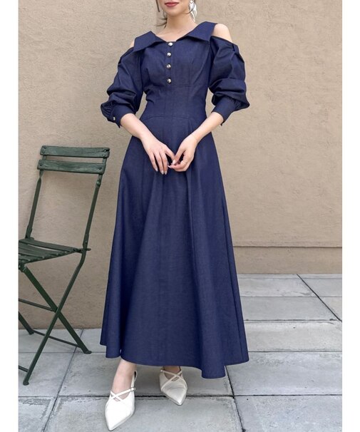 ショルダーリボンシェイプワンピース