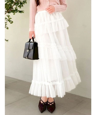 【WEB限定】チュールフリルティアードスカート