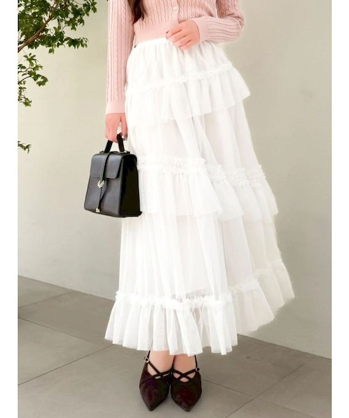 【WEB限定】チュールフリルティアードスカート