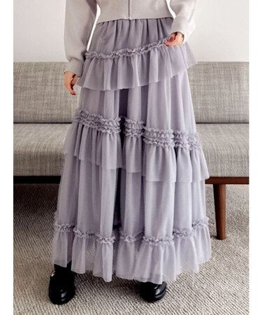 【WEB限定】チュールフリルティアードスカート