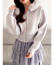 【WEB限定】フェイクファーニットフーディ