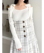 【WEB限定】ショルダーリボンニットトップス