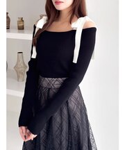 【WEB限定】ショルダーリボンニットトップス