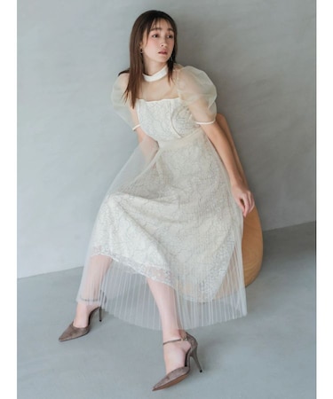 【藤井サチコラボ】チュールレイヤードレースドレス