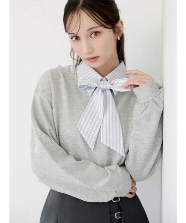 ボウタイシャツレイヤードスウェット