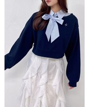 ボウタイシャツレイヤードスウェット