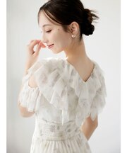 チュールフラワープリーツワンピース